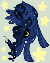 Size: 800x1000 | Tagged: dead source, safe, artist:magical-fish, princess luna, pony, g4, eyes closed, female, solo