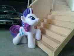 Size: 900x675 | Tagged: safe, rarity, pony, g4, blind bag, diorama, irl, photo, scale model, solo, stairs, toy