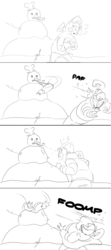 Size: 962x2163 | Tagged: safe, artist:ross irving, bon bon, lyra heartstrings, sweetie drops, human, black and white, disguise, fat, female, grayscale, humanized, lard-ra heartstrings, monochrome, snowman, wide hips, winter