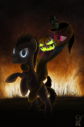Size: 1299x1968 | Tagged: safe, artist:pirill, doctor whooves, time turner, oc, headless horse, pony, g4, halloween, headless, holiday, jack-o-lantern, pumpkin
