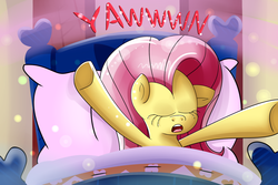 Size: 1280x853 | Tagged: safe, artist:extradan, fluttershy, g4, morning, yawn