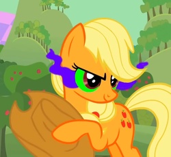 Size: 668x613 | Tagged: safe, applejack, earth pony, pony, g4, female, mare, solo, sombra eyes