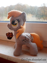 Size: 900x1200 | Tagged: safe, artist:cavelupa, derpy hooves, pegasus, pony, g4, female, irl, mare, muffin, photo, plushie, solo