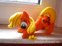 Size: 900x675 | Tagged: safe, artist:cavelupa, applejack, earth pony, pony, g4, irl, photo, plushie, solo