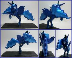 Size: 5792x4688 | Tagged: safe, artist:madponyscientist, princess luna, pony, g4, absurd resolution, customized toy, irl, photo, rearing, sculpture, solo