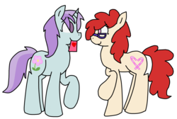 Size: 757x509 | Tagged: safe, artist:raincupcake, liza doolots, petunia, tootsie flute, twist, earth pony, pony, unicorn, g4, hearts and hooves day (episode), female, glasses, hearts and hooves day, lesbian, shipping, simple background, tootsietwist, transparent background