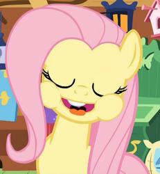 Size: 707x765 | Tagged: safe, screencap, fluttershy, pegasus, pony, season 1, stare master, cute, eyes closed, faic, female, mare, open mouth, puffy cheeks, shyabetes, smiling, solo, tongue out, uvula