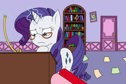 Size: 1500x1000 | Tagged: safe, artist:louis badalament, rarity, sweetie belle, pony, unicorn, pony pov series, g4, alex warlorn, carousel boutique, fanfic, fanfic art, female, glasses, glasses rarity, looking down, photo, reharmonized ponies, siblings, sisters