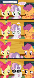 Size: 1280x2913 | Tagged: safe, apple bloom, scootaloo, sweetie belle, ask the crusaders, g4, ask, cutie mark crusaders, sunglasses, tumblr