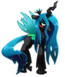 Size: 842x1000 | Tagged: dead source, safe, artist:shufflestripes, queen chrysalis, g4, blushing, female, solo