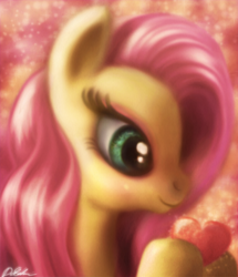 Size: 473x550 | Tagged: safe, artist:macalaniaa, fluttershy, pony, g4, female, heart, solo