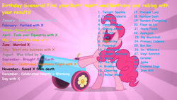 Size: 1280x720 | Tagged: safe, pinkie pie, g4, birthday game, exploitable meme, meme, party cannon