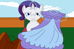 Size: 1500x1000 | Tagged: safe, artist:louis badalament, rarity, pony, unicorn, pony pov series, g4, alex warlorn, clothes, day, dress, fanfic, fanfic art, magic, reharmonized ponies, solo, telekinesis