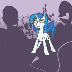 Size: 600x600 | Tagged: safe, artist:acidandgrit, dj pon-3, vinyl scratch, human, g4, microphone, shadow