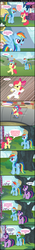 Size: 1424x10282 | Tagged: safe, artist:wildtiel, apple bloom, rainbow dash, twilight sparkle, call of the cutie, g4, comic