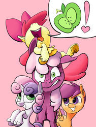 Size: 815x1080 | Tagged: safe, artist:justdayside, apple bloom, cheerilee, scootaloo, sweetie belle, g4, hearts and hooves day (episode), cutie mark crusaders, hooves, underhoof, unshorn fetlocks