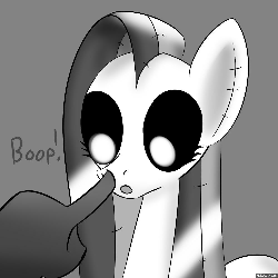 Size: 1000x1000 | Tagged: safe, artist:drbeard, oc, oc only, oc:stitches, earth pony, pony, animated, ask, boop, female, mare, stitches, tumblr