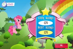 Size: 960x640 | Tagged: safe, gameloft, screencap, pinkie pie, earth pony, pony, g4, clear the skies, glimmer wings