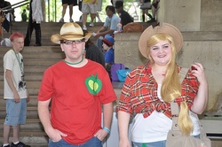 Size: 500x332 | Tagged: safe, applejack, big macintosh, human, g4, cosplay, irl, irl human, photo