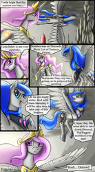 Size: 1100x1991 | Tagged: dead source, safe, artist:bonaxor, princess celestia, princess luna, comic:corruption, g4, comic