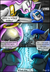 Size: 1100x1560 | Tagged: dead source, safe, artist:bonaxor, discord, princess celestia, princess luna, comic:corruption, g4, comic