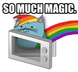 Size: 300x276 | Tagged: artist needed, source needed, safe, rainbow dash, cat, g4, :3, microwave, rainbow, rainbow cat, simple background, species swap, text, transparent background