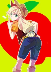 Size: 716x1011 | Tagged: safe, artist:tate-ya, applejack, human, g4, ass, butt, female, humanized, solo