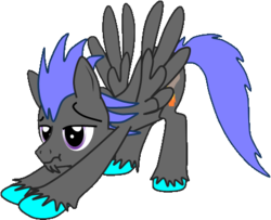 Size: 443x360 | Tagged: safe, artist:zarelthewinddragon, oc, oc only, pegasus, pony, iwtcird, luciantheblaze, male, meme, silly, solo, stallion, stretching