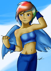 Size: 1024x1419 | Tagged: safe, artist:gab-stuff, rainbow dash, human, g4, humanized, winged humanization