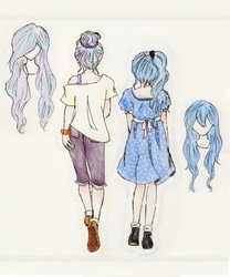 Size: 1700x2040 | Tagged: safe, artist:emy-ai, princess celestia, princess luna, human, g4, humanized