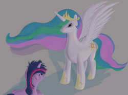 Size: 900x667 | Tagged: safe, artist:rydelfox, princess celestia, twilight sparkle, g4, greatest fear