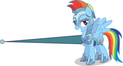 Size: 1417x764 | Tagged: safe, artist:canon-lb, rainbow dash, pegasus, pony, g4, armor, bedroom eyes, crystal guard armor, grin, jousting, lance, looking at you, simple background, smiling, smirk, solo, spread wings, transparent background, vector