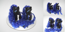 Size: 2400x1200 | Tagged: safe, artist:tiellanicole, nightmare moon, g4, brushable, customized toy, irl, photo, toy