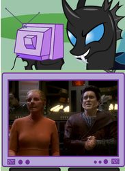 Size: 511x698 | Tagged: safe, changeling, changeling (star trek), deep space nine, exploitable meme, female, meme, photo, star trek, star trek: deep space nine, tv meme, vorta, weyoun