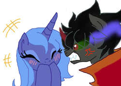 Size: 2037x1450 | Tagged: safe, artist:loveponies89, king sombra, princess luna, g4, female, male, s1 luna, ship:lumbra, shipping, straight, tsundere