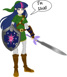 Size: 4774x5500 | Tagged: safe, artist:ambassad0r, artist:megasweet, twilight sparkle, human, g4, absurd resolution, crossover, humanized, link, simple background, the legend of zelda, transparent background, vector