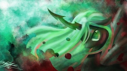 Size: 1600x900 | Tagged: safe, artist:midnameowfries, queen chrysalis, changeling, changeling queen, g4, female, solo