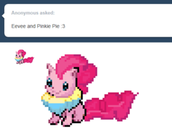 Size: 476x378 | Tagged: safe, artist:all-the-eevees, pinkie pie, eevee, g4, ask, crossover, pokémon, sprite, tumblr