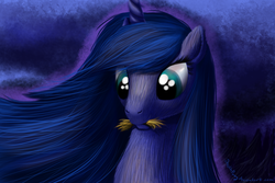 Size: 3000x2000 | Tagged: safe, artist:deathpwny, princess luna, pony, g4, bust, cute, eating, female, hay, herbivore, horses doing horse things, lunabetes, portrait, solo