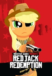 Size: 4399x6399 | Tagged: safe, artist:anglophobia, applejack, g4, absurd resolution, parody, red dead redemption