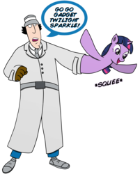 Size: 2250x2800 | Tagged: safe, artist:neutronicsoup, twilight sparkle, g4, crossover, inspector gadget, simple background, squee, transparent background, wat