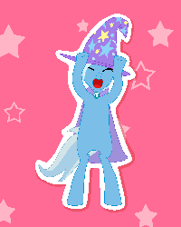 Size: 400x500 | Tagged: safe, artist:tomdantherock, part of a set, trixie, pony, g4, adventure in the comments, animated, bipedal, caramelldansen, cute, diatrixes, eyes closed, female, gif party, happy, loop, open mouth, smiling, solo, tail wag
