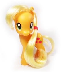 Size: 554x650 | Tagged: safe, artist:shadow1085, applejack, earth pony, pony, g4, brushable, female, irl, mare, missing accessory, photo, simple background, solo, toy, white background