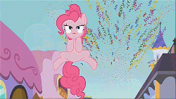 Size: 500x282 | Tagged: safe, screencap, pinkie pie, g4, the crystal empire, animated, female, friendship express, party cannon