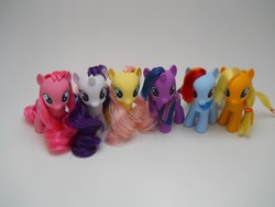 Size: 4320x3240 | Tagged: safe, artist:tiellanicole, applejack, fluttershy, pinkie pie, rainbow dash, rarity, twilight sparkle, pony, g4, brushable, customized toy, filly, irl, mane six, photo, toy