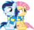 Size: 6660x5890 | Tagged: safe, artist:laberoon, candy mane, soarin', earth pony, pegasus, pony, g4, absurd resolution, clothes, colt, duo, female, filly, male, scarf, shared clothing, shared scarf, shipping, simple background, soarmane, straight, transparent background, vector