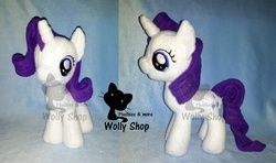 Size: 1500x885 | Tagged: safe, artist:vegeto-uchihaportgas, rarity, pony, g4, female, filly, irl, photo, plushie, solo