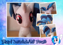 Size: 1024x731 | Tagged: safe, artist:lilywinterharp, dj pon-3, vinyl scratch, pony, g4, chibi, irl, photo, plushie, solo