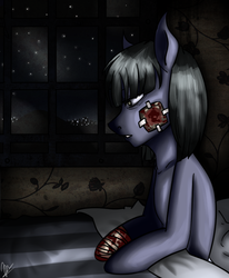 Size: 558x677 | Tagged: dead source, safe, artist:monochromewasteland, limestone pie, earth pony, pony, g4, blood, female, injured, solo