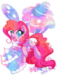 Size: 1070x1426 | Tagged: safe, artist:bamboodog, pinkie pie, g4, cake, candy, colored pupils, cookie, cupcake, food, full body, raised hoof, simple background, solo, tongue out, transparent background